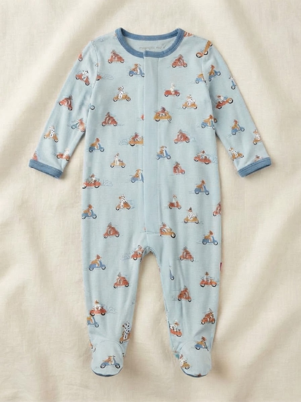 Magnetic Me Scooter Dogs Modal Footie Pajamas 0-3M Blue